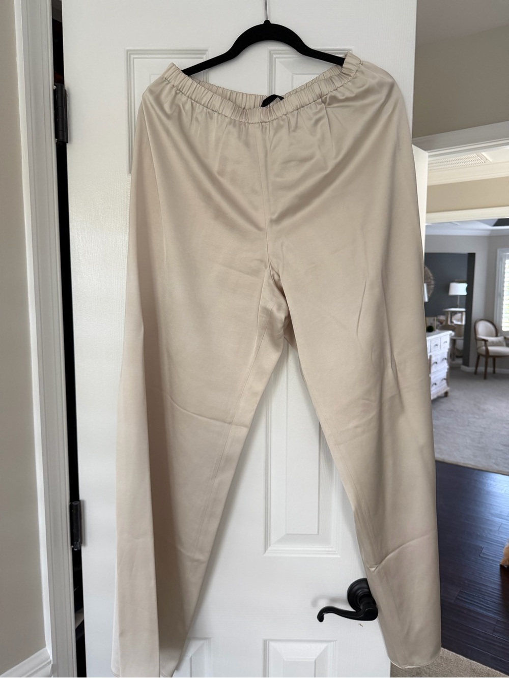 Womenβs Jenni Kayne satin elastic Waist Stretch Pants - Cream